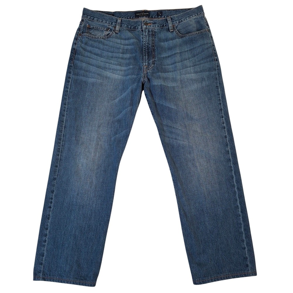 Lucky Brand 181 Relaxed Straight Mens Blue Jeans 38x34 Medium Wash 100% Cotton